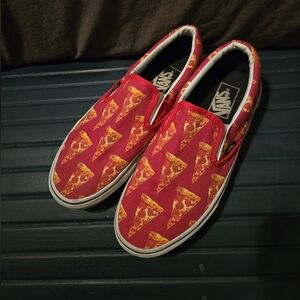 Vans Pizza Print Slip-On Skate Shoes | Red Graphic | Men’s 7 / Women’s 8.5